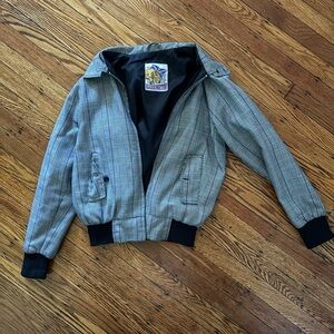 Plaid Bomber Jacket with Black Accents